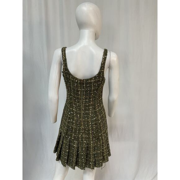 Ramy Brook 'Shane' Green Cotton Metallic Tweed Mini Dress Size 6 - Picture 3 of 5